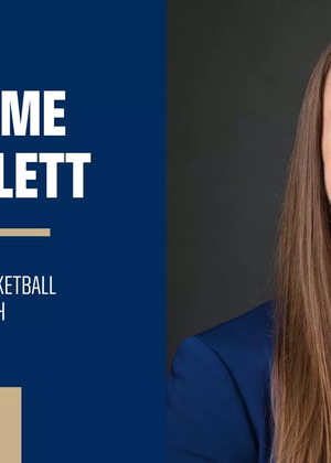 Olivia Lett's Headshot. The text: Welcome Olivia Lett. UIS women's basketball. Head Coach.
