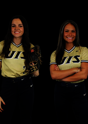 Rosie Bartlett and Malia Bender, UIS Athletics logo