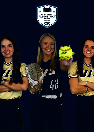 Ella Brinkley, Sophie Margelot, Taylor Zawacki, Rosie Bartletti, and Isabella Wilson. CSC Academic All-District logo