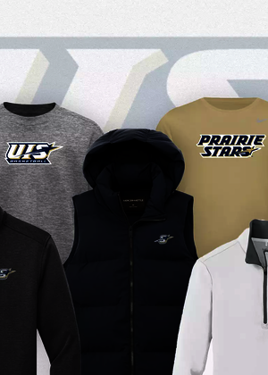 A collage of UIS gear with the UIS logo in the background