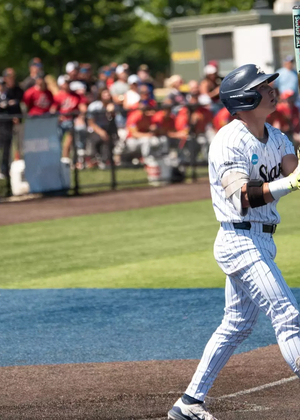 Kaden Griffitts hitting home run at UIS baseball field
