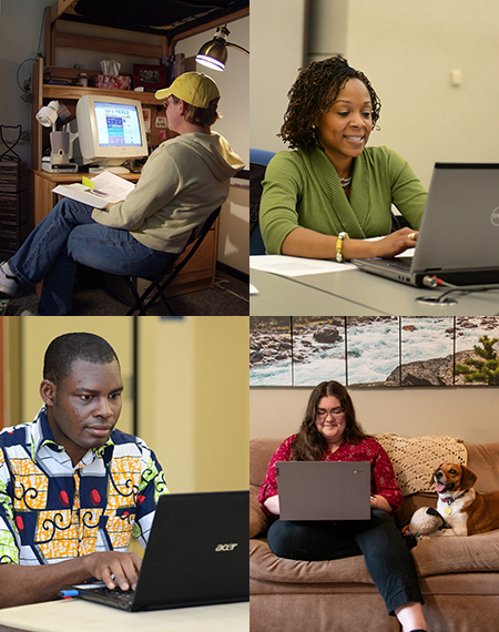 Students studying online