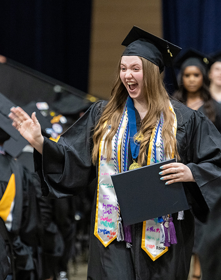 Student in cap and gown 