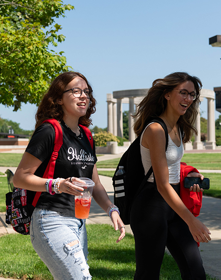 Students walking on campus