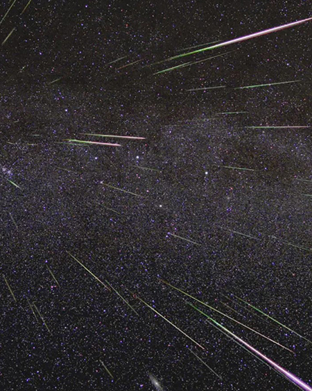 Lights fill the sky from the Perseid meteor shower