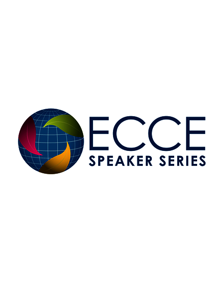 ECCE Speaker Series logo with colorful globe design.