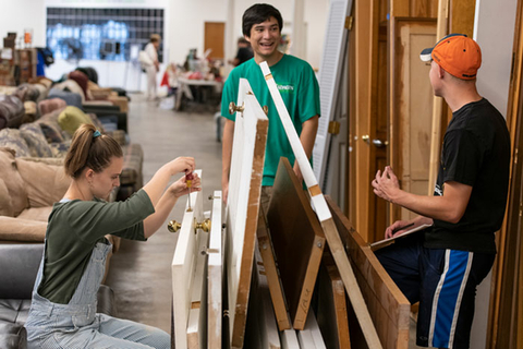 Students volunteering for Habitat for Humanity