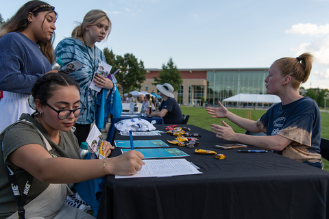 Students on the quad at an event