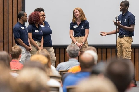 Students performing a seminar