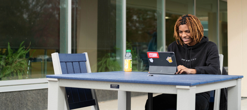 UIS student taking an online summer course
