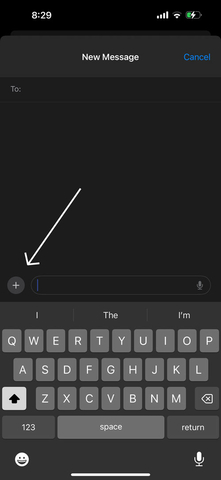 screenshot of iPhone with an arrow pointing to where you tap on the + icon