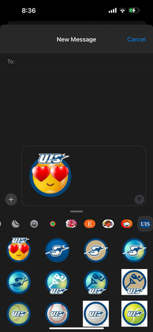 screenshot of iphone message app showing a UIS sticker being placed in the message