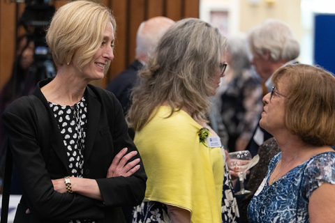 Chancellor Gooch talks with guests of the event