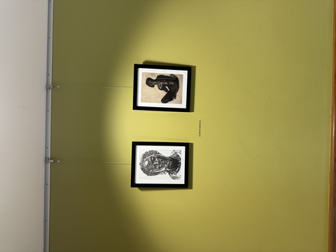 both drawings by Oluwatobi Akinroluko on the wall next to each other