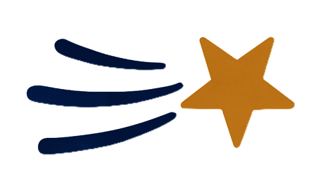 Shooting star gold and blue transparent background swoosh left