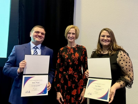 Blake Wood, Chancellor Gooch and Kate Bolte at the chamber gala