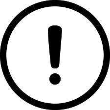 Exclamation mark within a circle graphic.