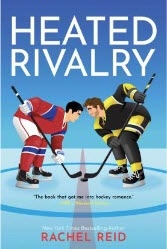 book cover featuring two male hockey players in a face off.