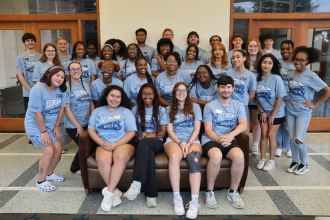 Residence Life student worker group photo in Lincoln Residence Hall.
