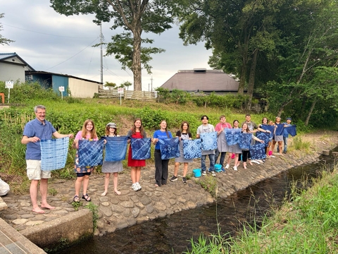 Summer 2026 group at Indigo dying experience at standing beside a river in Ashikaga, Japan