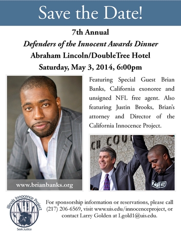 flyer for the 2014 Defenders of the Innocent Awards Dinner