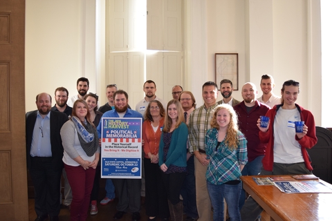 Students posing during the History Harvest at the Old State Capitol.