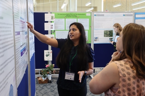 a UIS student explaining her research