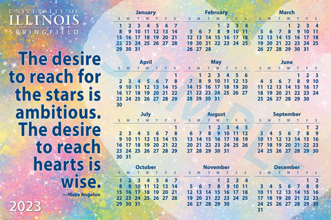 12 month calendar with Maya Angelou quote on desiring to reach goals