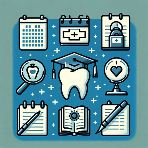 Dental School Planning Icon with symbols like tooth and books representing it.