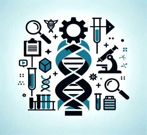 Medical Laboratory Icon with symbols of Tools in Medical Labs.