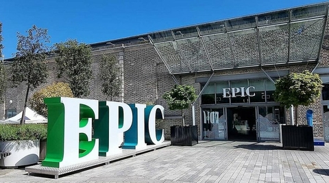 Entrance of the EPIC (Irish Emigration Museum) in Dublin, Ireland
