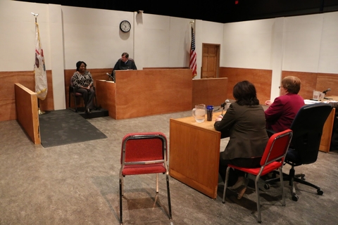 mock trial being played in the mock courtroom