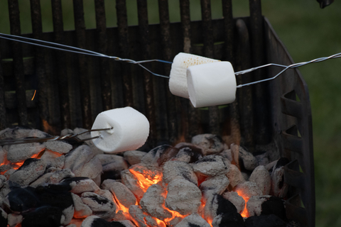marshmallows roasting over a fire