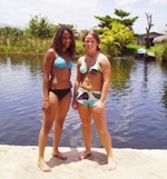 students on beach in Jamaica