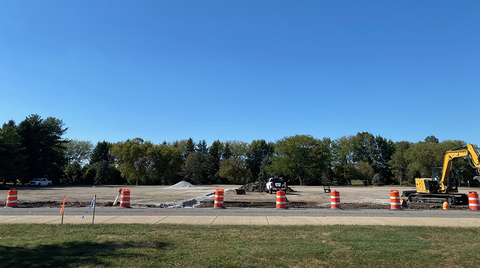Initial construction at parking lot D