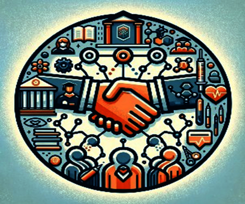 Connect with Community Icon having a handshake symbol.