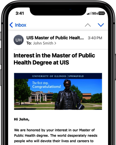 phone screen with sample email campaign