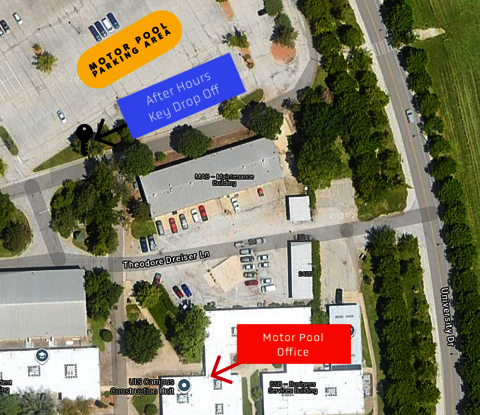New parking area designated for Motor Pool vehicles