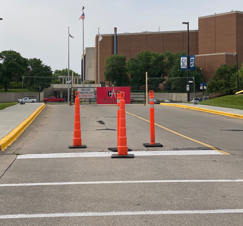 Construction zone at the lower level entrance to the PAC building