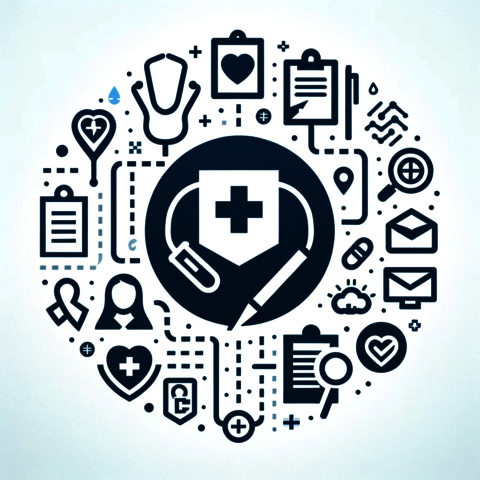 Physician Assistant Icon with symbols like stethoscope and various other symbols related to it.