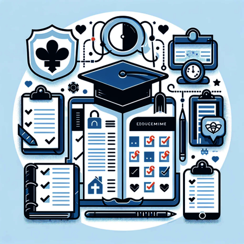 Physician Assistant Course Planning Icon with symbols like books, graduation, stethoscope and case sheets.