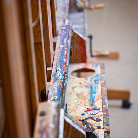 a row of easels