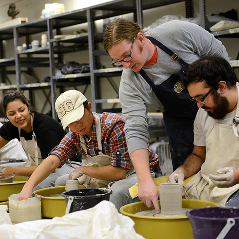 Shane Harris teaching ceramics