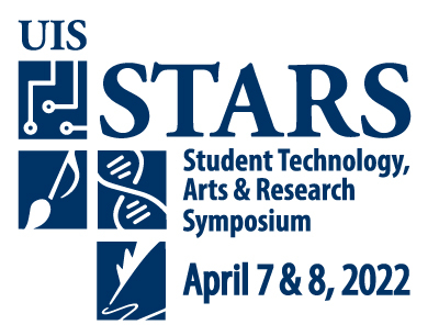 logo for 2022 UIS STARS, student technology, arts & research symposium, April 7 & 8, 2022