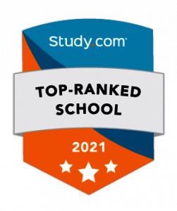 badge from study.com for top ranked school in 2021