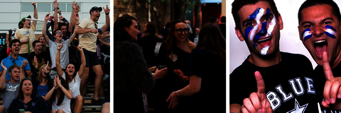 three images showing UIS students engaged in activities