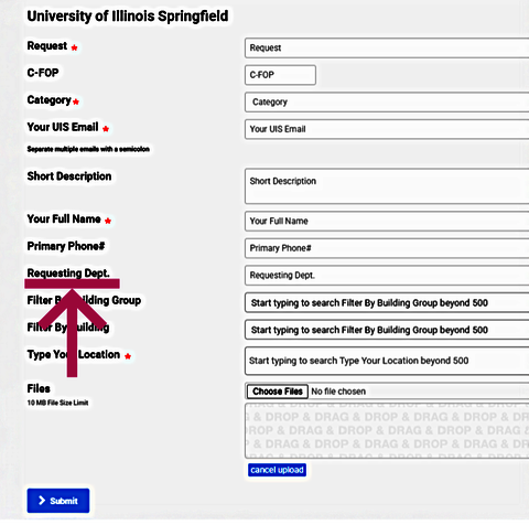 Highlighted change to the work order form