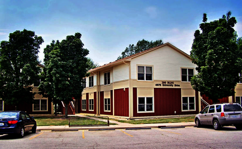 outside of apartment building on the UIS campus