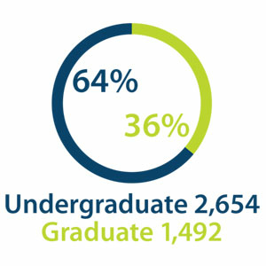 Pie Chart - 64% Undergraduate students, 36% Graduate students