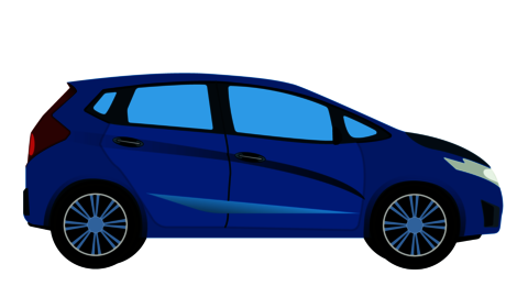 A blue car